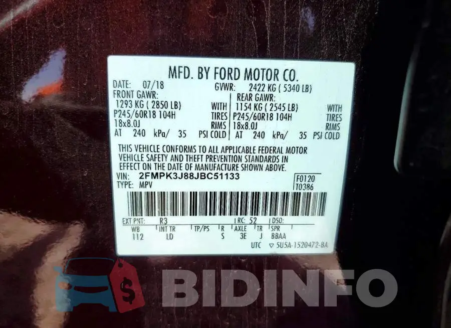 2FMPK3J88JBC51133 Photo# 13