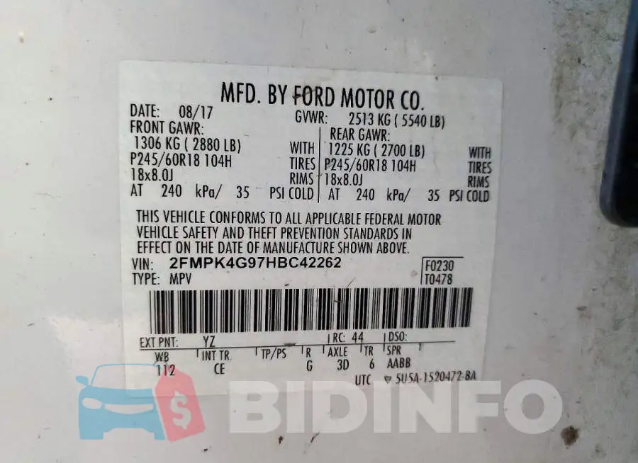 2FMPK4G97HBC42262 Photo# 12