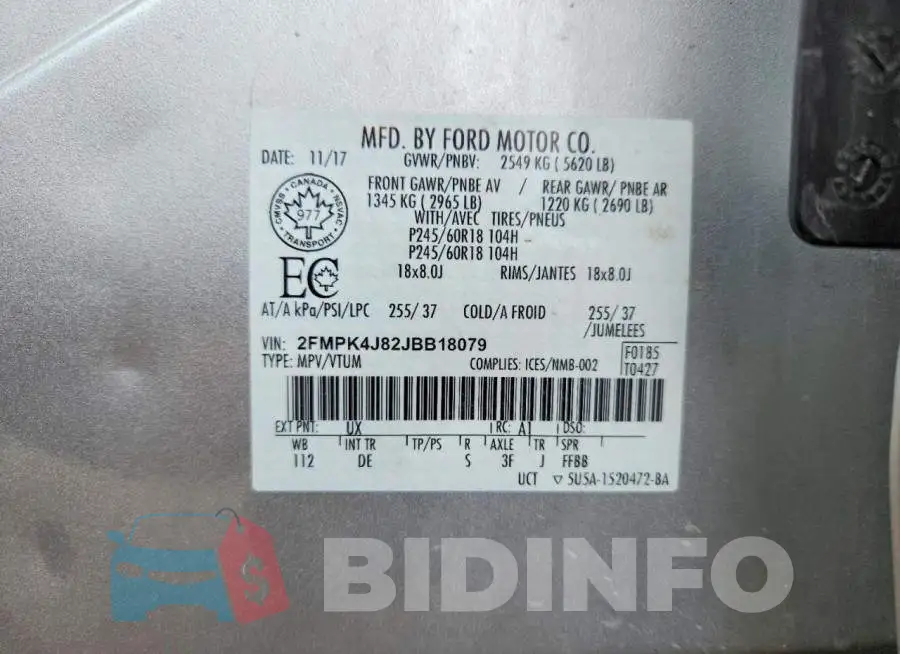 2FMPK4J82JBB18079 Photo# 13