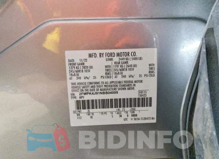 2FMPK4J91NBB04009 Photo# 12