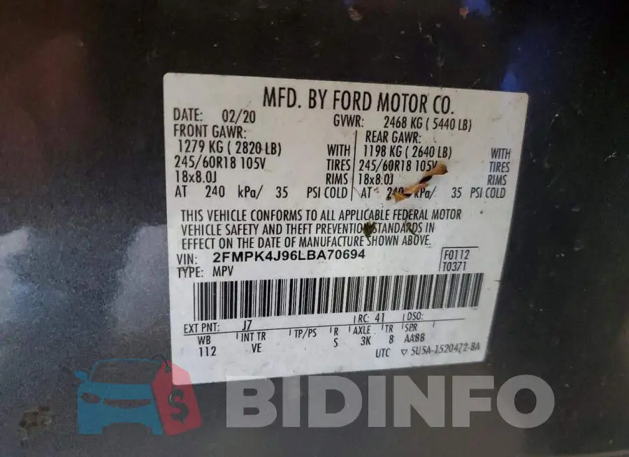 2FMPK4J96LBA70694 Photo# 13