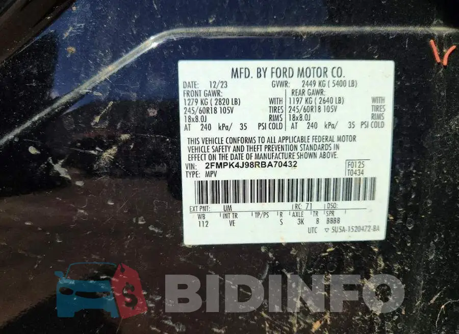2FMPK4J98RBA70432 Photo# 13