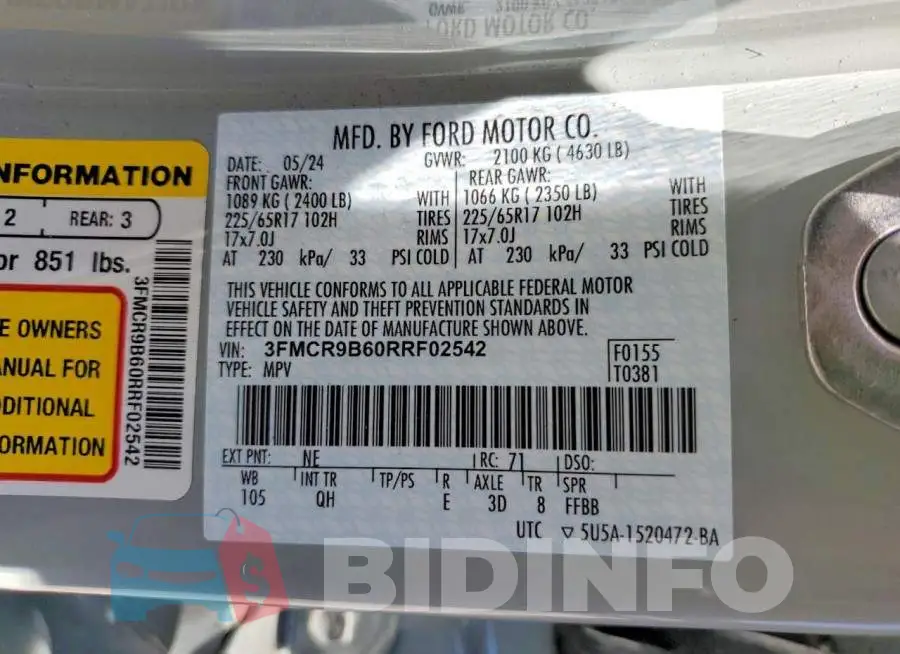 3FMCR9B60RRF02542 Photo# 13