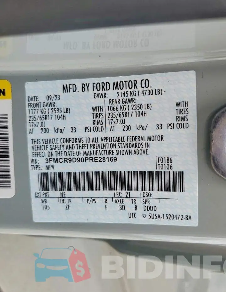 3FMCR9D90PRE28169 Photo# 14