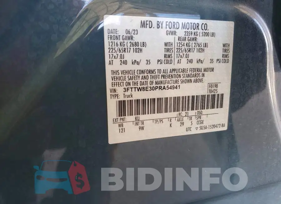 3FTTW8E30PRA54941 Photo# 12