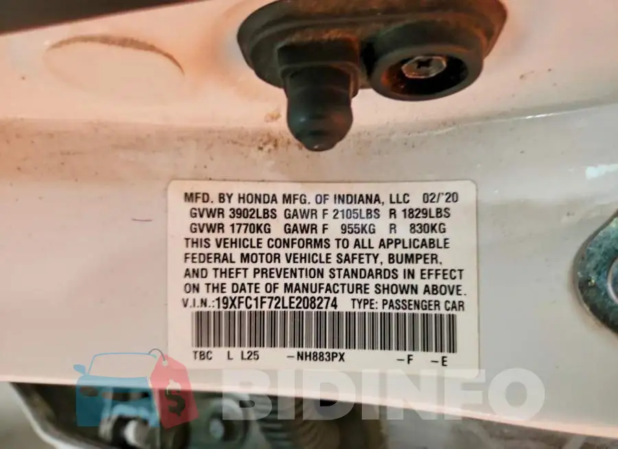 19XFC1F72LE208274 Photo# 12
