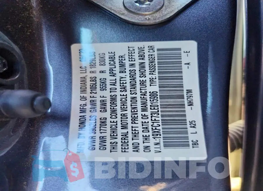 19XFC1F73LE015986 Photo# 12