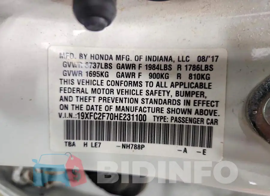 19XFC2F70HE231100 Photo# 12