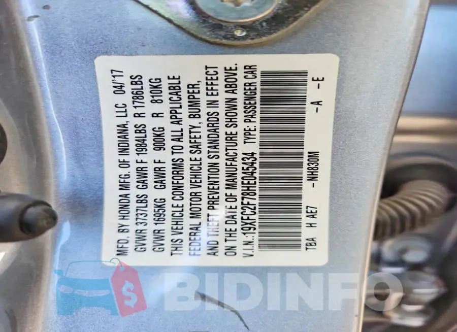 19XFC2F78HE045434 Photo# 12