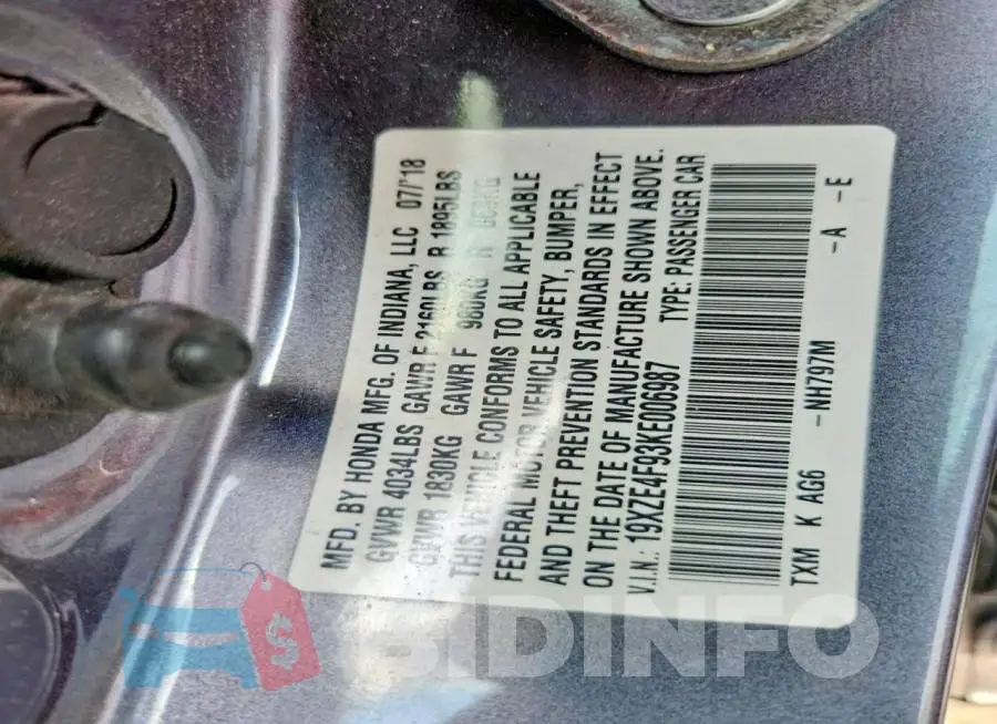 19XZE4F93KE006987 Photo# 12