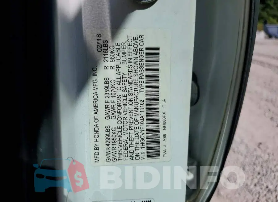 1HGCV1F10JA111102 Photo# 12
