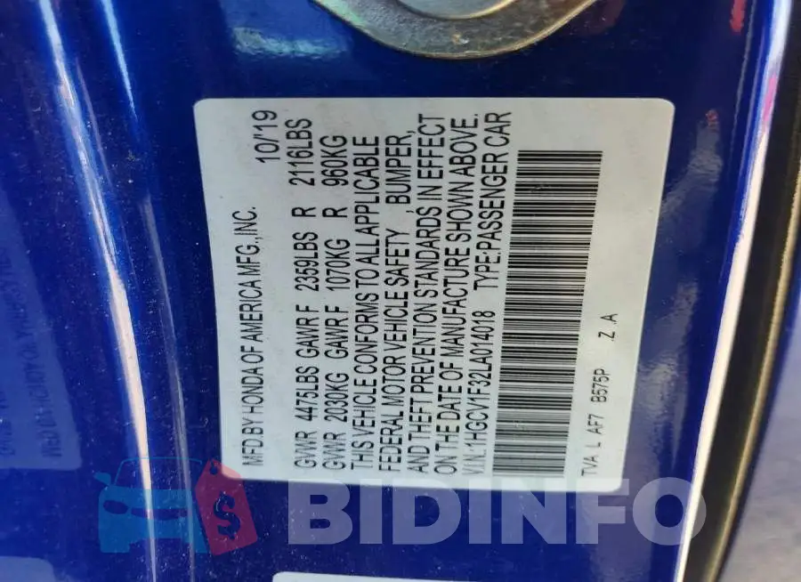 1HGCV1F32LA014018 Photo# 13