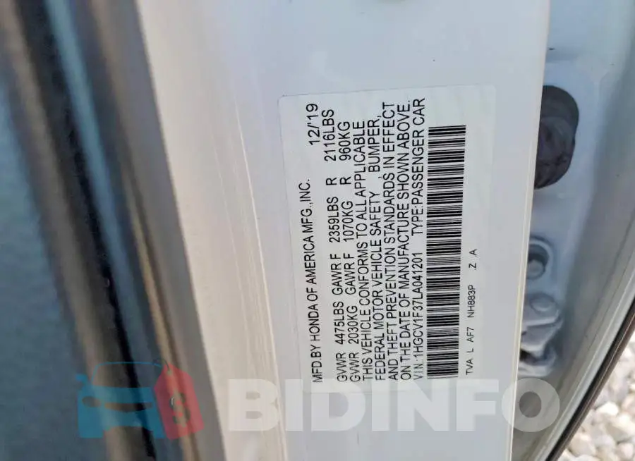1HGCV1F37LA041201 Photo# 12