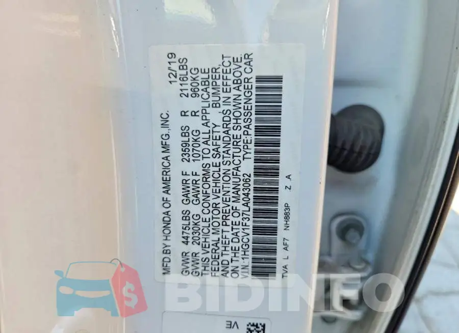 1HGCV1F37LA043062 Photo# 12