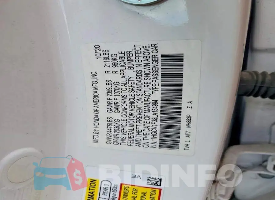 1HGCV1F38LA154994 Photo# 13