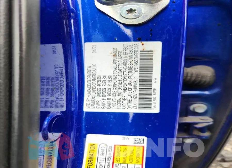 1HGCV1F48MA068191 Photo# 12