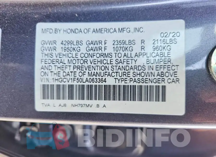 1HGCV1F50LA063364 Photo# 12