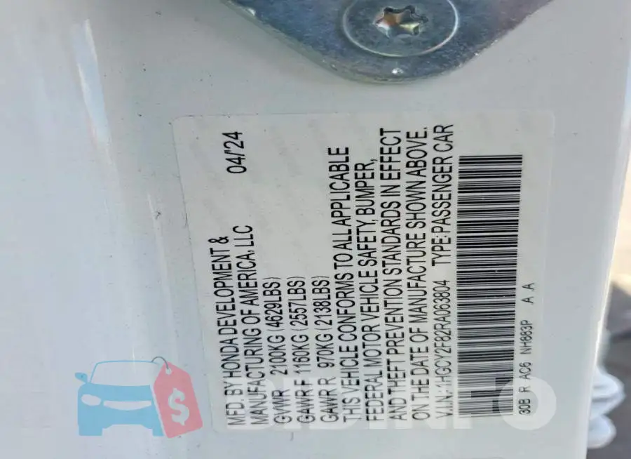 1HGCY2F82RA063804 Photo# 12