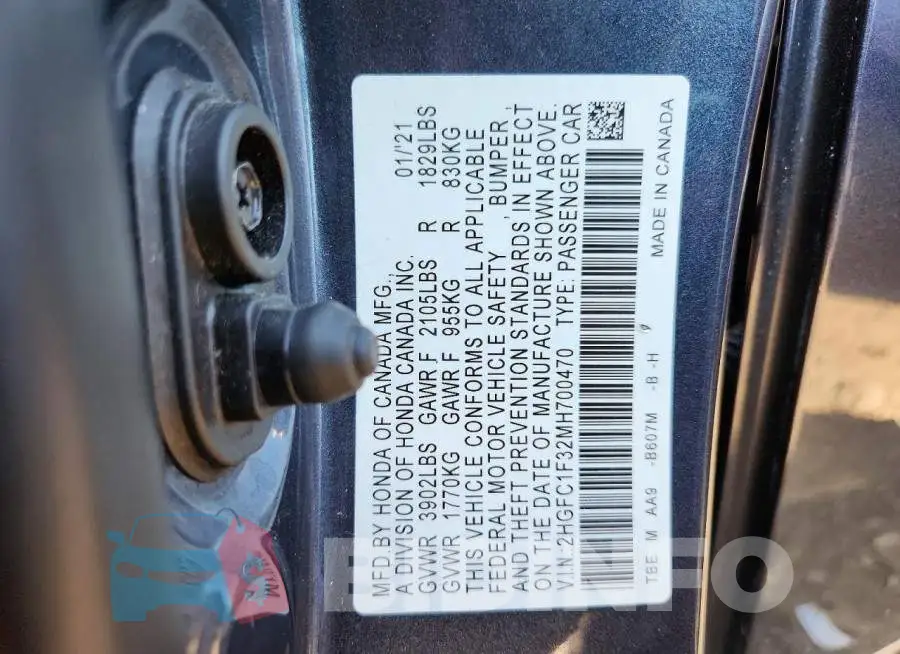 2HGFC1F32MH700470 Photo# 12