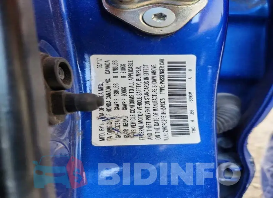 2HGFC2F51HH549375 Photo# 12