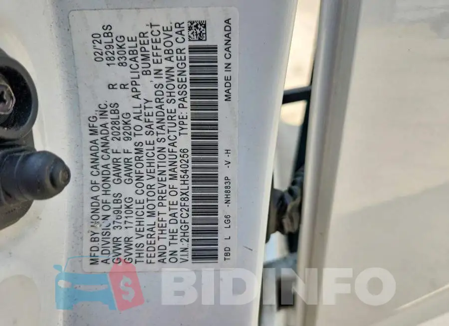2HGFC2F8XLH540256 Photo# 13