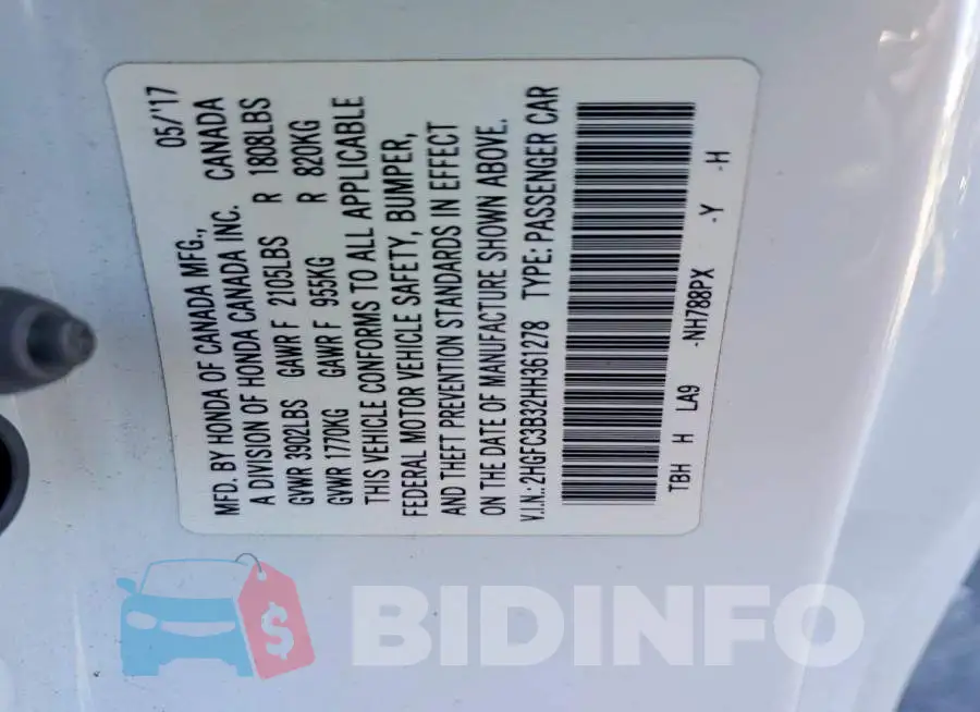 2HGFC3B32HH361278 Photo# 12