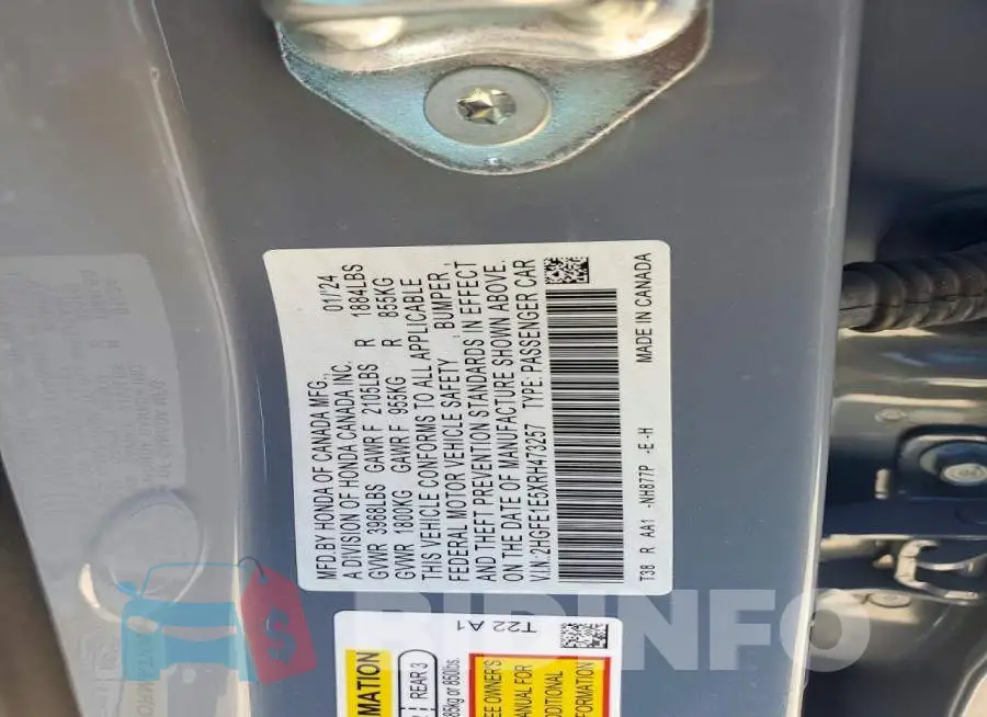 2HGFE1E5XRH473257 Photo# 12