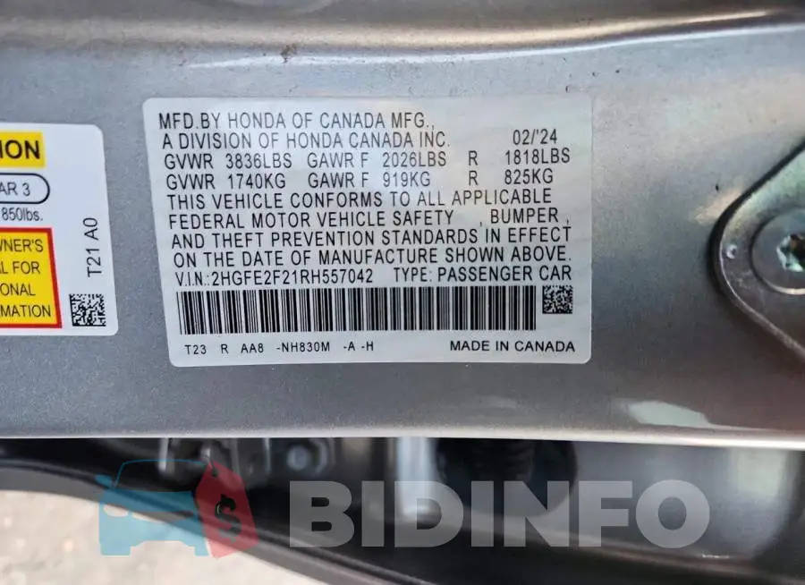 2HGFE2F21RH557042 Photo# 12