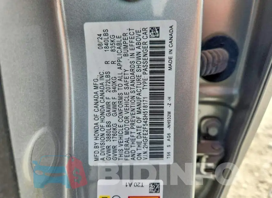 2HGFE2F54SH518171 Photo# 13
