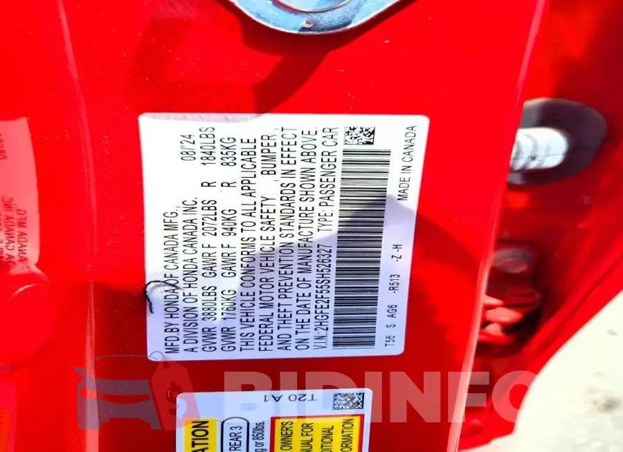 2HGFE2F55SH526327 Photo# 12