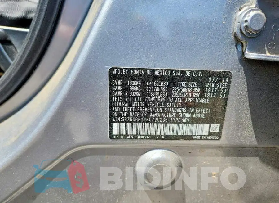 3CZRU6H14KG729235 Photo# 13
