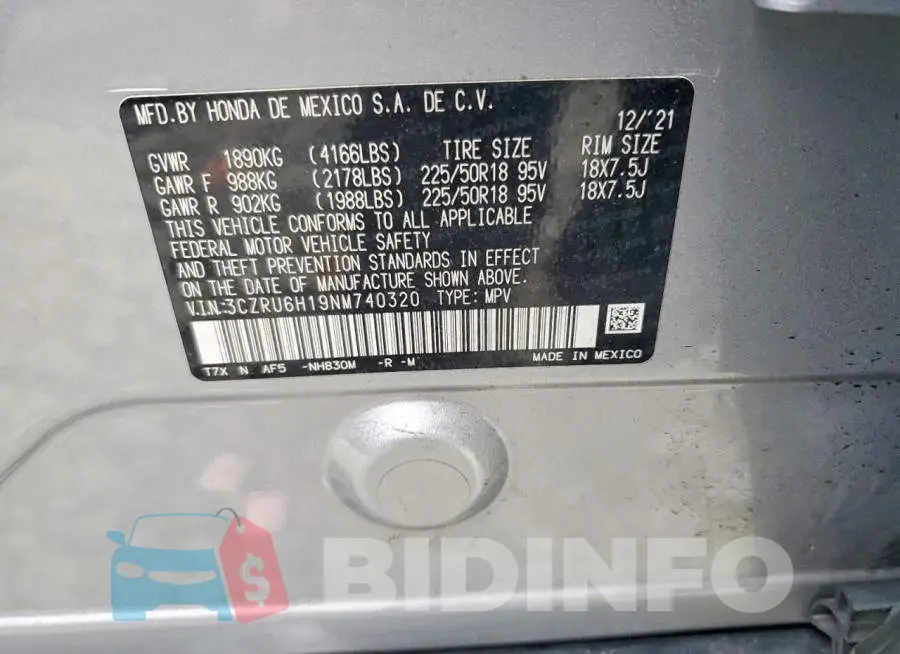 3CZRU6H19NM740320 Photo# 13