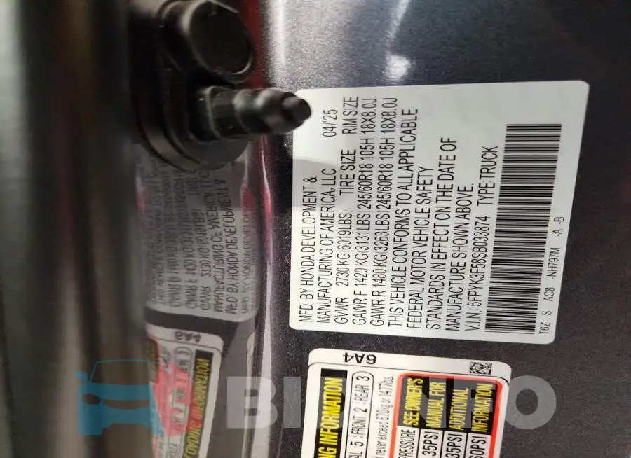 5FPYK3F58SB033874 Photo# 12