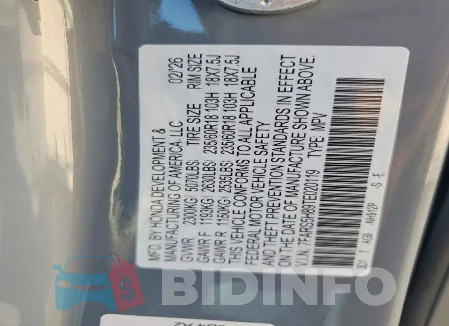 7FARS5H89TE020119 Photo# 13