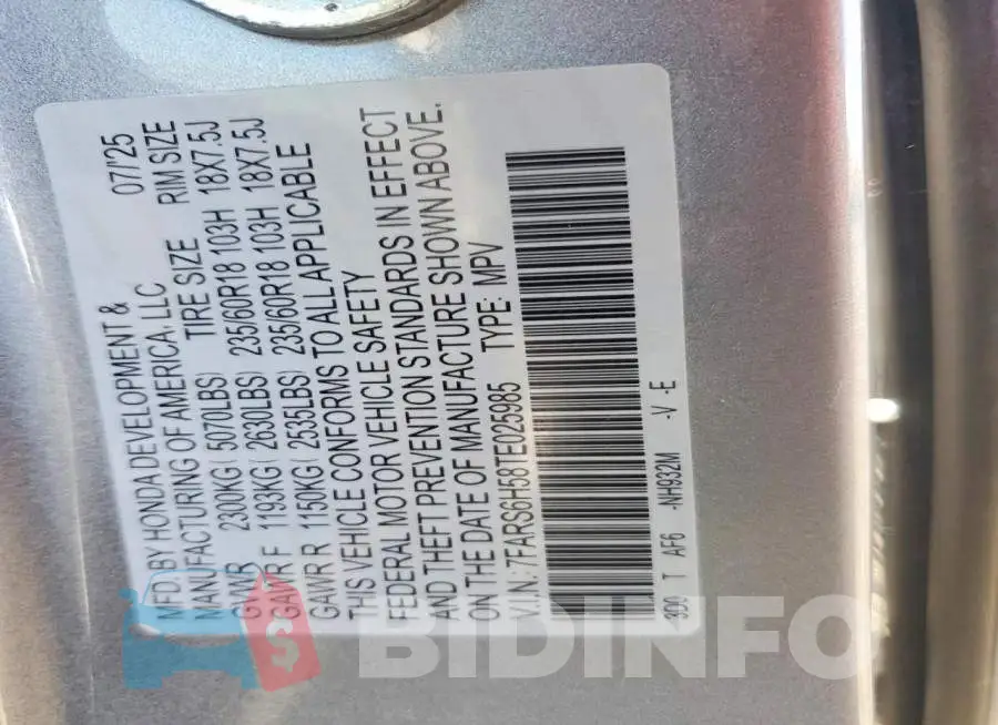 7FARS6H58TE025985 Photo# 14