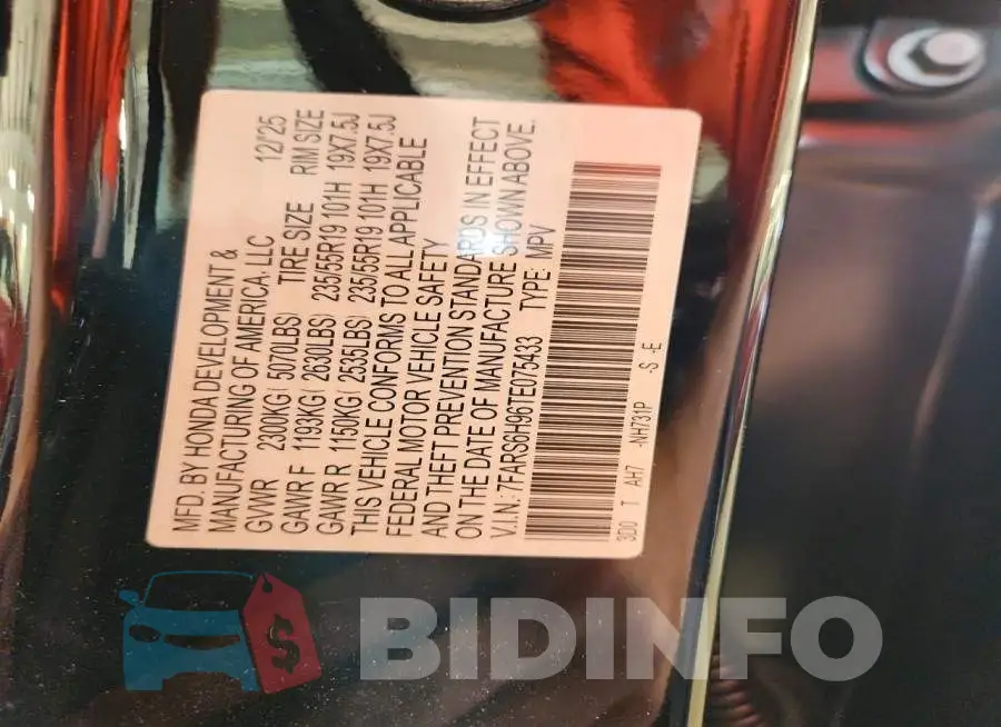 7FARS6H96TE075433 Photo# 12