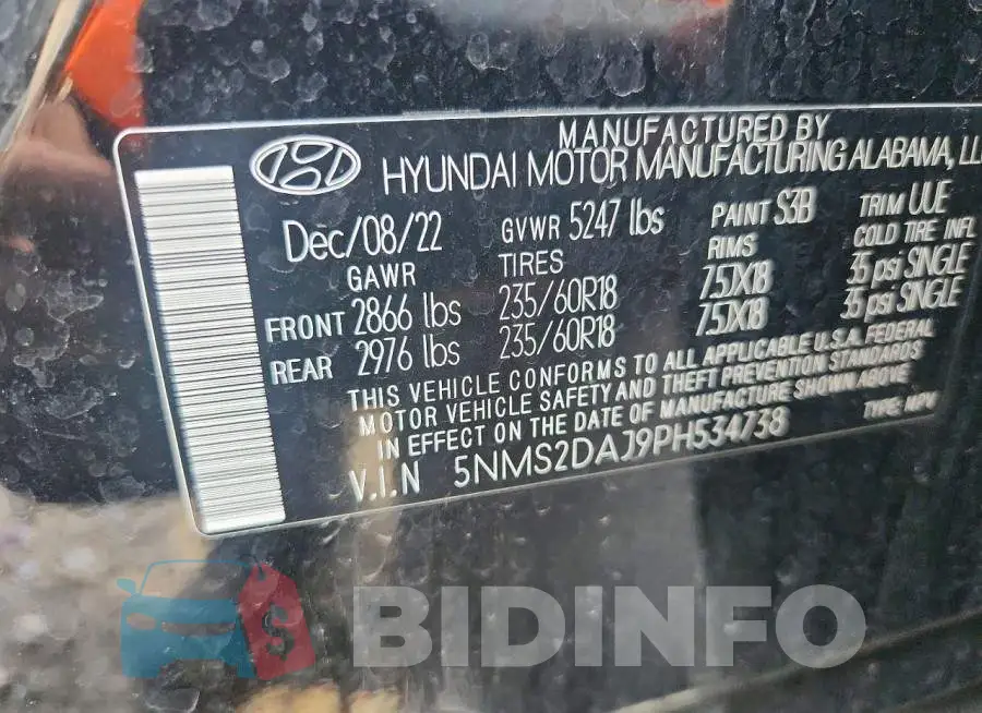 5NMS2DAJ9PH534738 Photo# 13