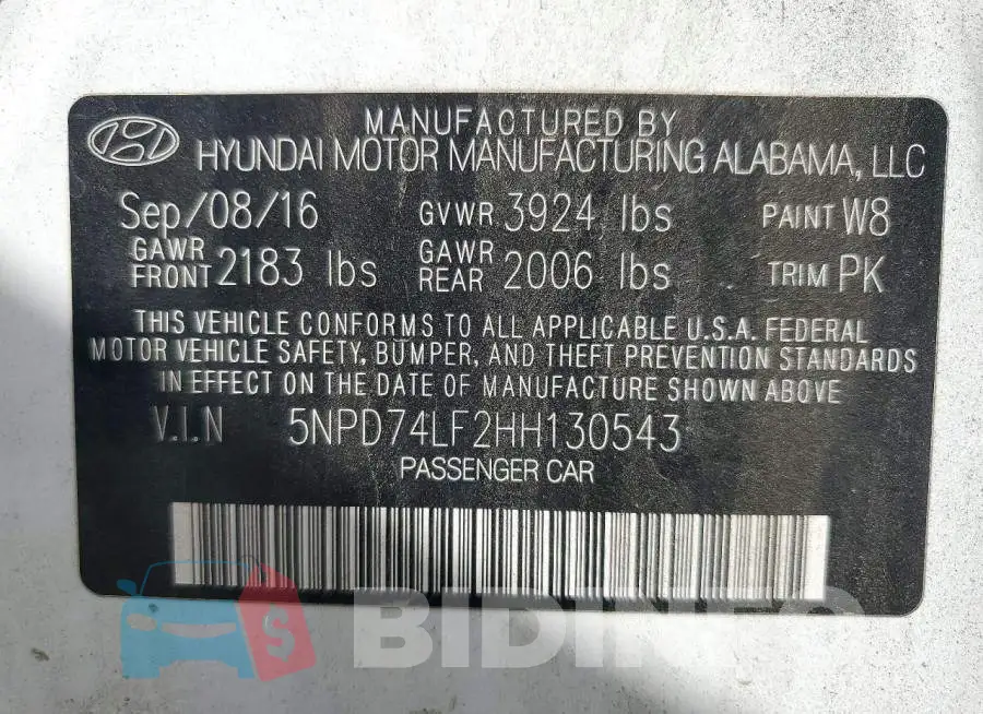 5NPD74LF2HH130543 Photo# 12