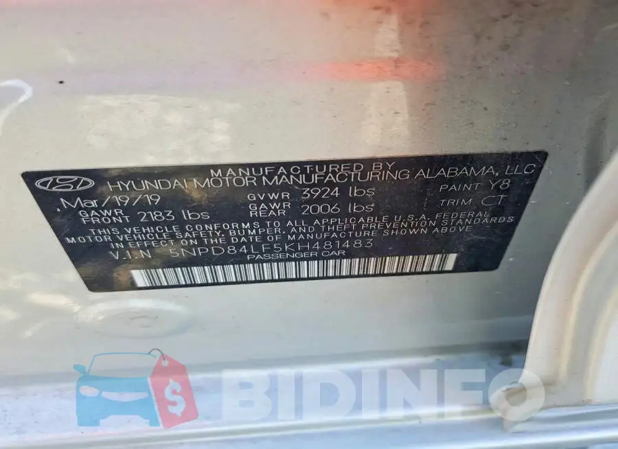 5NPD84LF5KH481483 Photo# 12