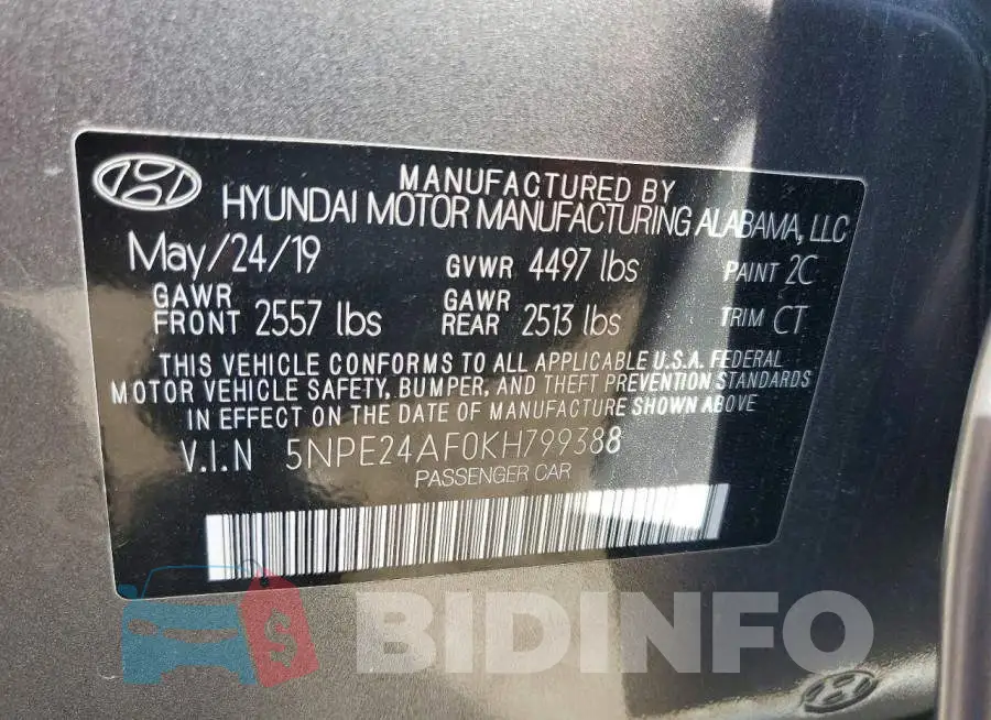 5NPE24AF0KH799388 Photo# 13