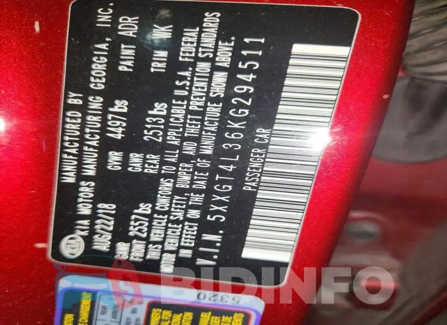 5XXGT4L36KG294511 Photo# 12