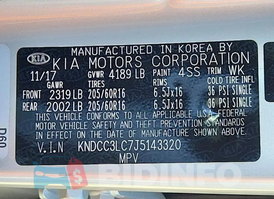 KNDCC3LC7J5143320 Photo# 13