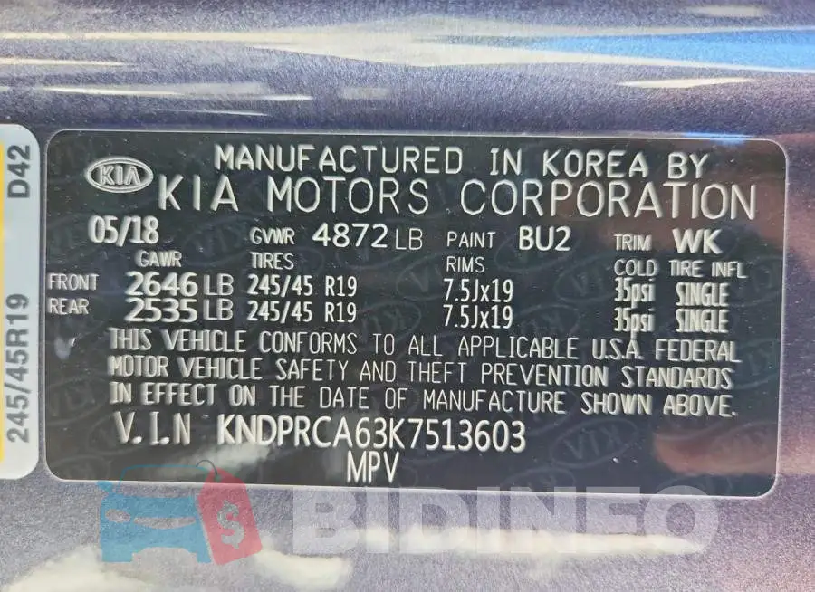 KNDPRCA63K7513603 Photo# 14