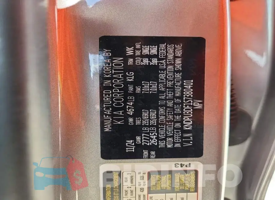 KNDPU3DF1S7380401 Photo# 13