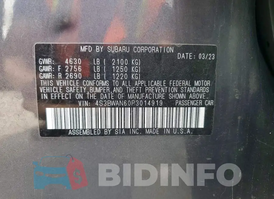 4S3BWAN60P3014919 Photo# 12