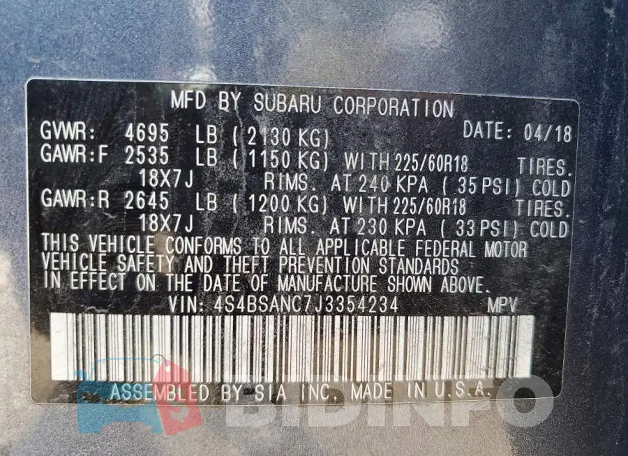4S4BSANC7J3354234 Photo# 13