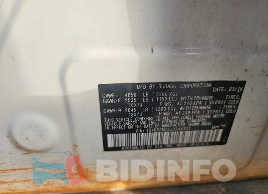 4S4BSENC0J3344331 Photo# 13