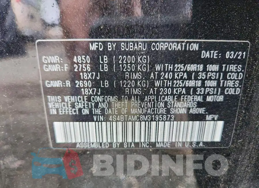 4S4BTAMC8M3195873 Photo# 13