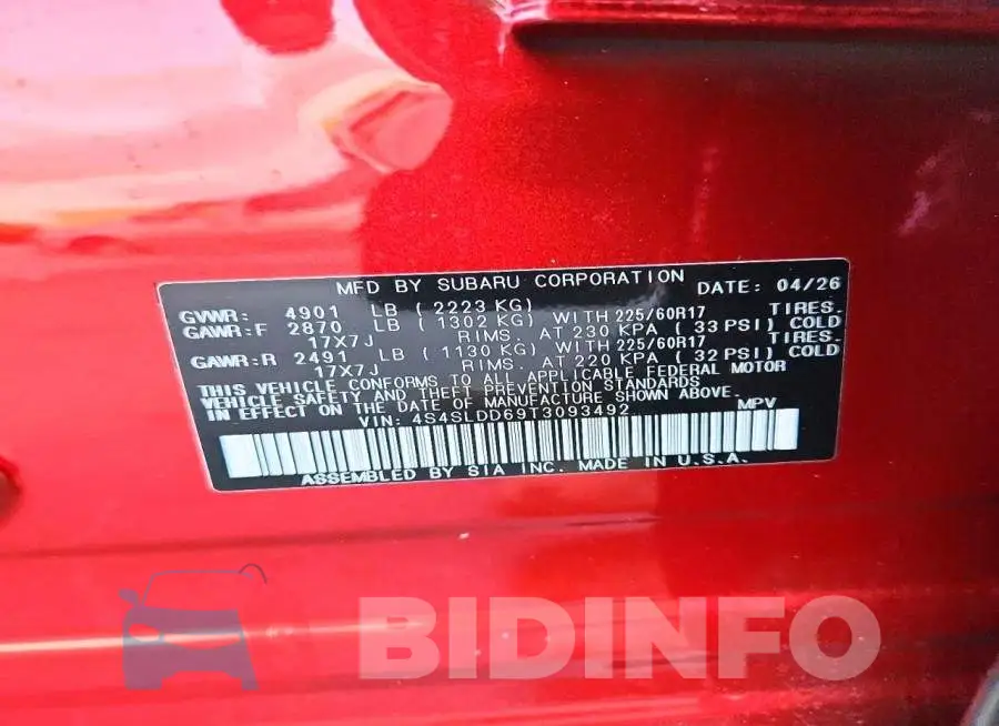 4S4SLDD69T3093492 Photo# 13