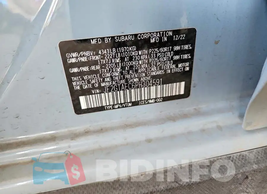JF2GTAEC6PH304591 Photo# 12